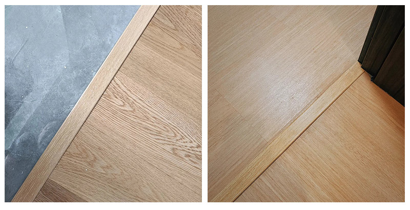 Tira de umbral de puerta con efecto de madera SPC de 42 * 6,6 mm