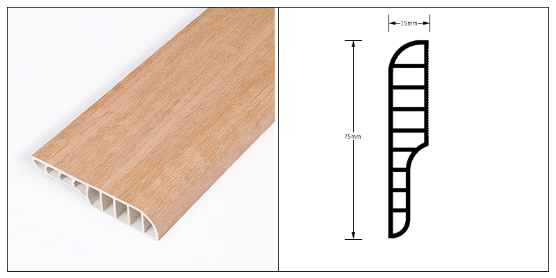 Rodapi&eacute; tipo l&aacute;piz de PVC de 75*15 mm