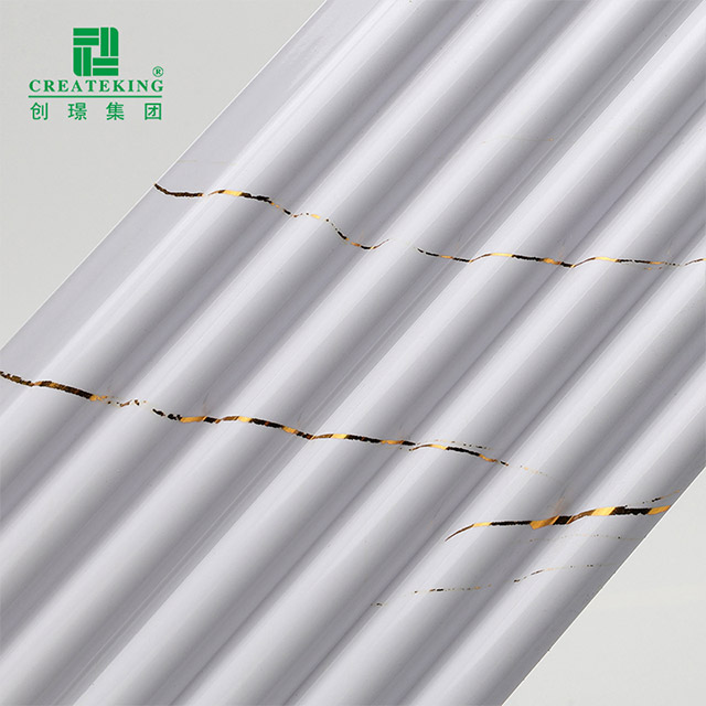 Panel de pared semicircular sólido con acabado de mármol blanco dorado de 105,5 x 8,5 mm