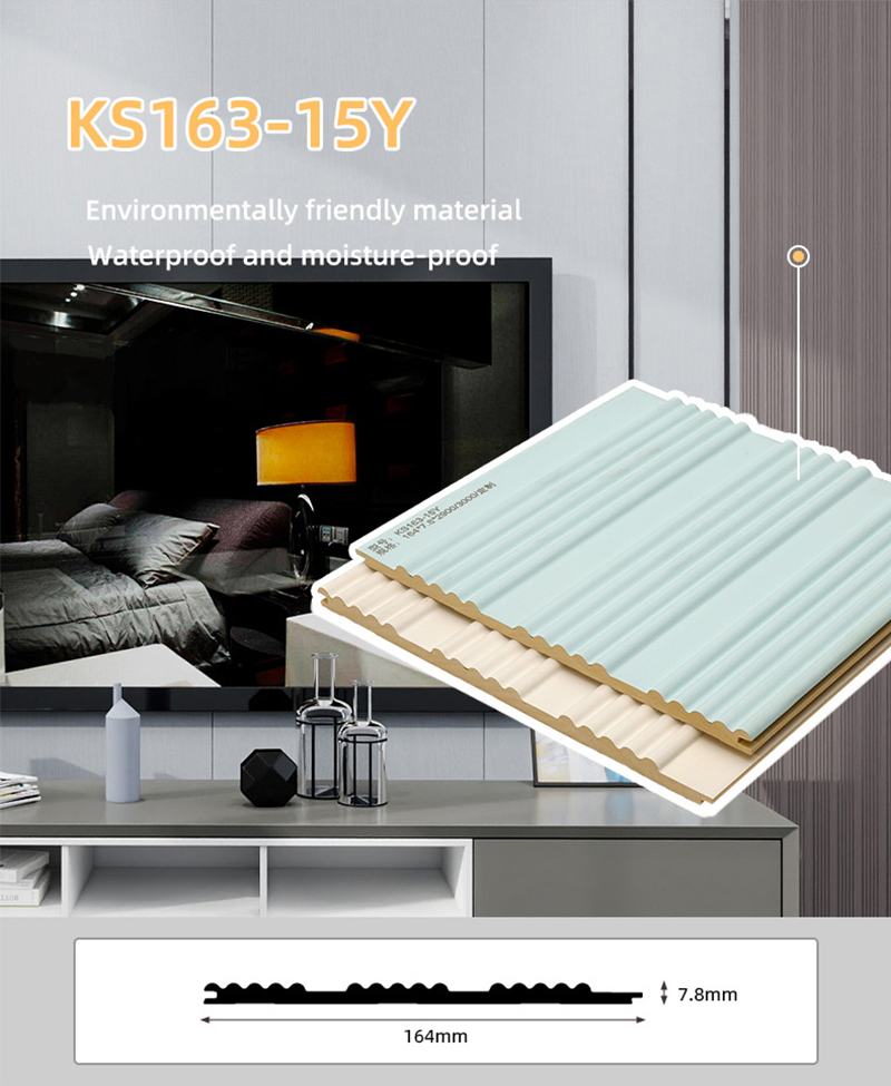 Panel de pared estriado s&oacute;lido curvo de 164 * 7,8 mm