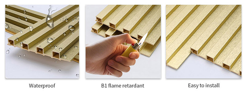 Panel de pared estriado dorado met&aacute;lico