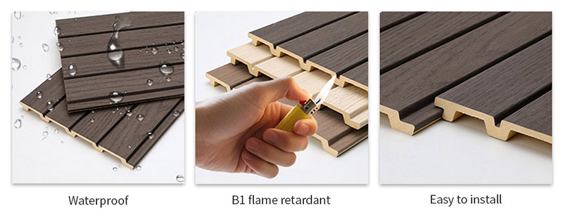 Paneles de pared estriados de PVC con acabado de madera