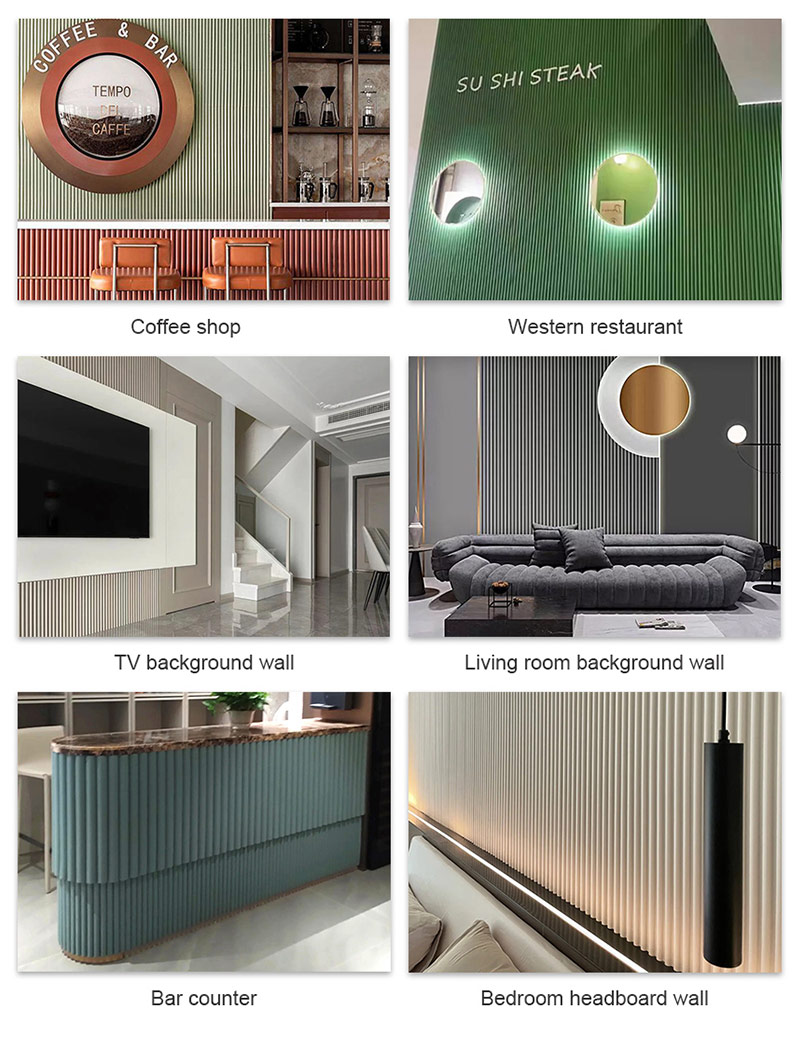 Panel de pared WPC con dise&ntilde;o semicircular