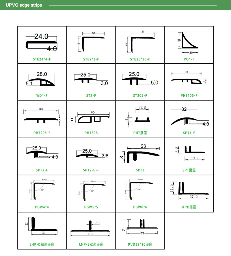 Bordes de suelo en forma de T de PVC