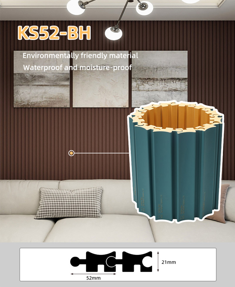 Paneles de pared estriados giratorios de PVC de 52 * 25 mm