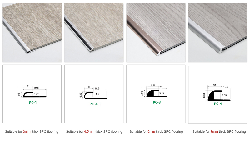 Tira de borde de piso en forma de C de oro rosa