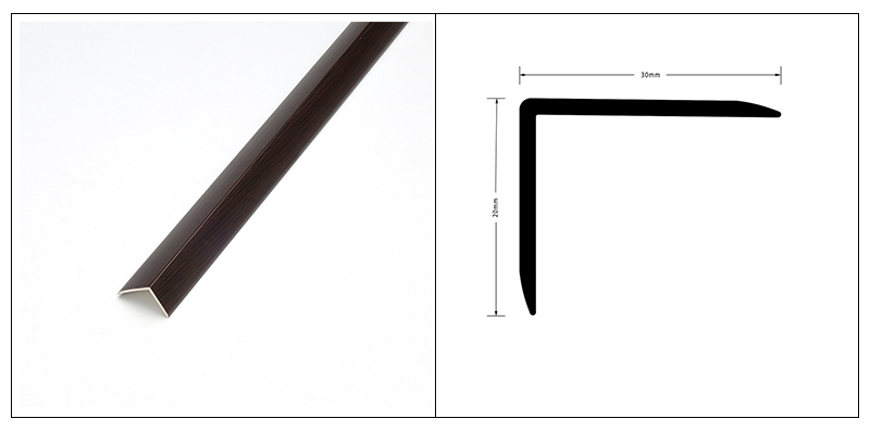 Tiras de ribete para pisos de madera maciza en forma de L de PVC de 30 * 25 mm