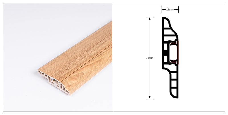 Z&oacute;calo de clavos ocultos de PVC de 70 * 14 mm