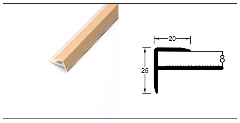 Perfiles de nariz de escalera de PVC en forma de F de 20 * 25 mm