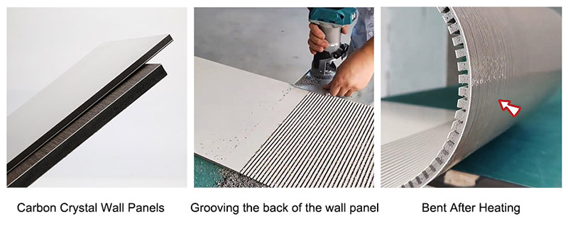 Paneles de pared de superficie plana de cristal de carbono o imitaci&oacute;n de m&aacute;rmol.