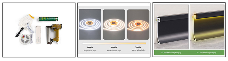 Rodapi&eacute; de aluminio LED de 50*9 mm