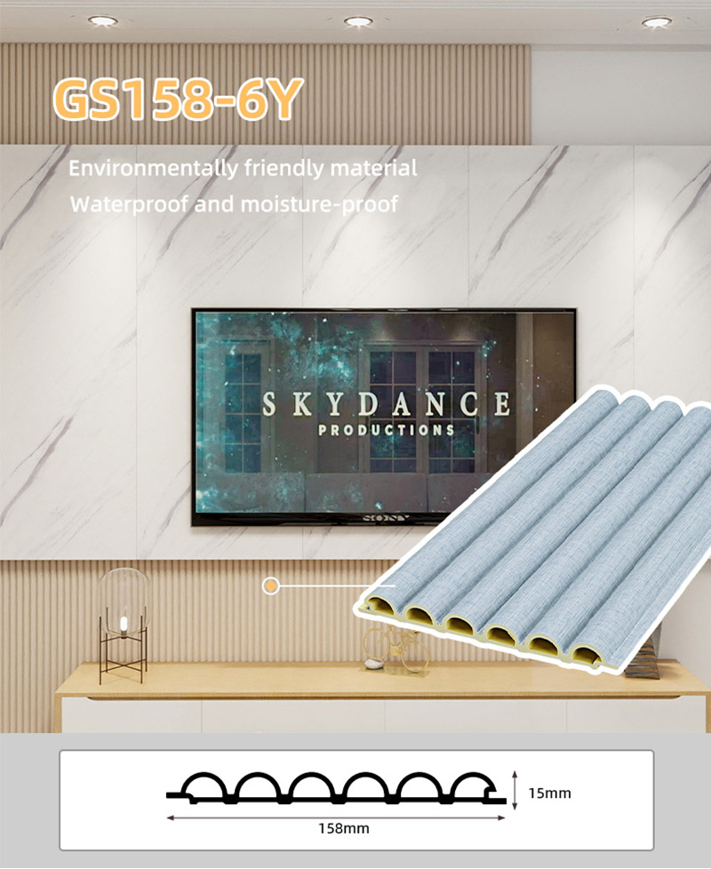 Panel de pared WPC con dise&ntilde;o semicircular de 158*15 mm