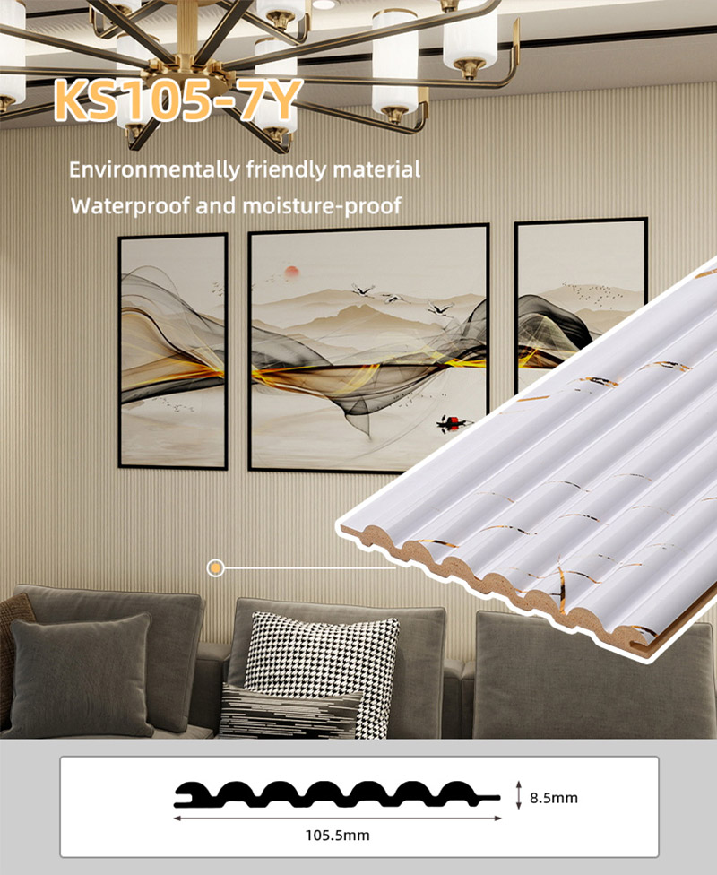 Panel de pared semicircular s&oacute;lido con acabado de m&aacute;rmol blanco dorado de 105,5*8,5 mm 