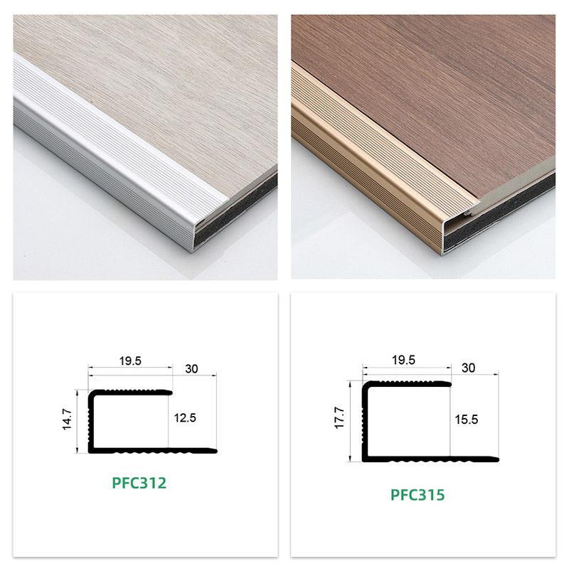 Borde de piso de aluminio en forma de C