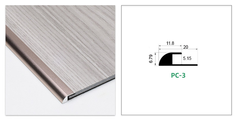 Tira de borde de piso en forma de C de oro rosa