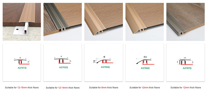 Perfil de transici&oacute;n de piso de aluminio atornillable