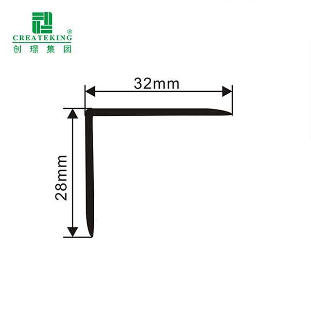 Protector de esquina de piso de madera maciza de PVC en forma de L de 32 * 28 mm 