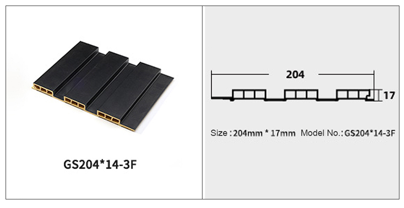 Paneles de pared estriados huecos de PVC de 204*17 mm