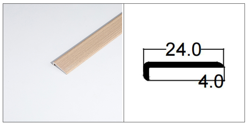 Perfiles de bordes de piso de PVC en forma de L de 20 * 4,5 mm