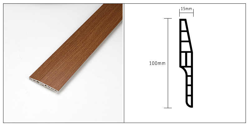 Rodapi&eacute; de PVC hueco biselado de 100*15 mm