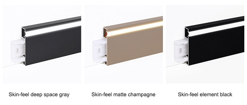 Rodapi&eacute; de aleaci&oacute;n de aluminio LED de 80*9 mm