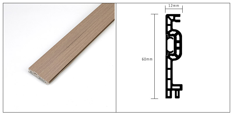 Z&oacute;calo de clavo oculto WPC de 60 * 12 mm