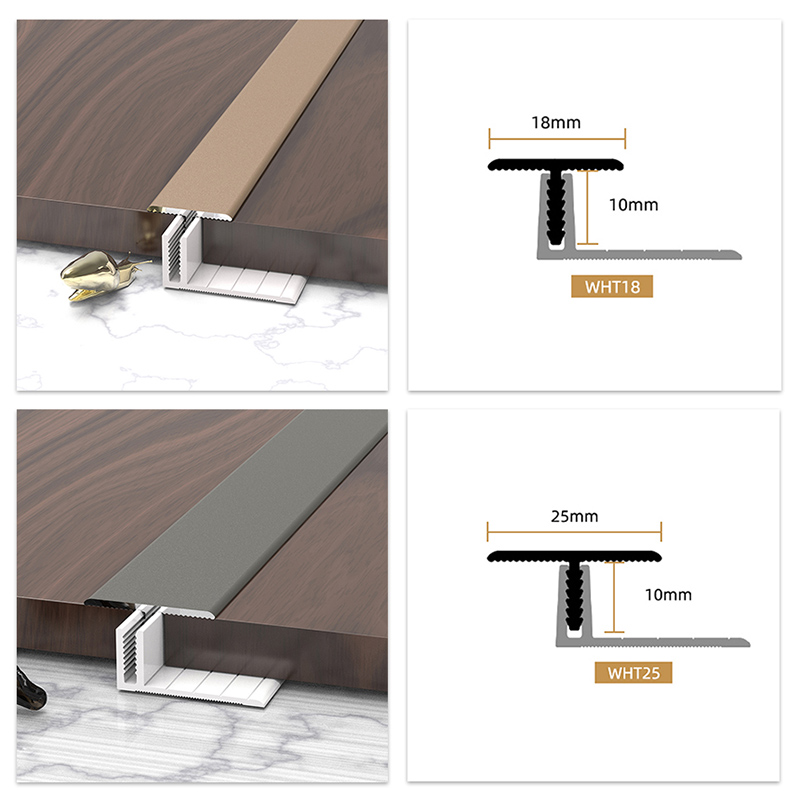 Molduras de piso de aleación de aluminio en forma de T de 25 * 11,3 mm