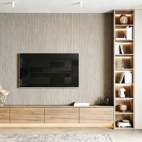 Panel de pared WPC con diseño semicircular de 158*15 mm