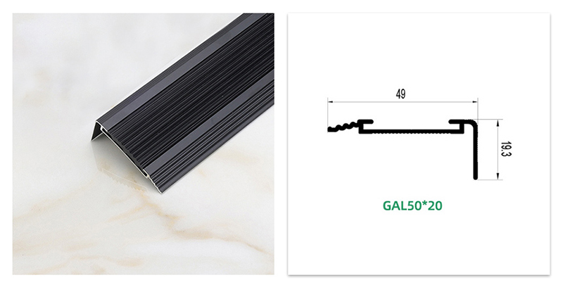 Borde de borde de escalera con inserto de goma