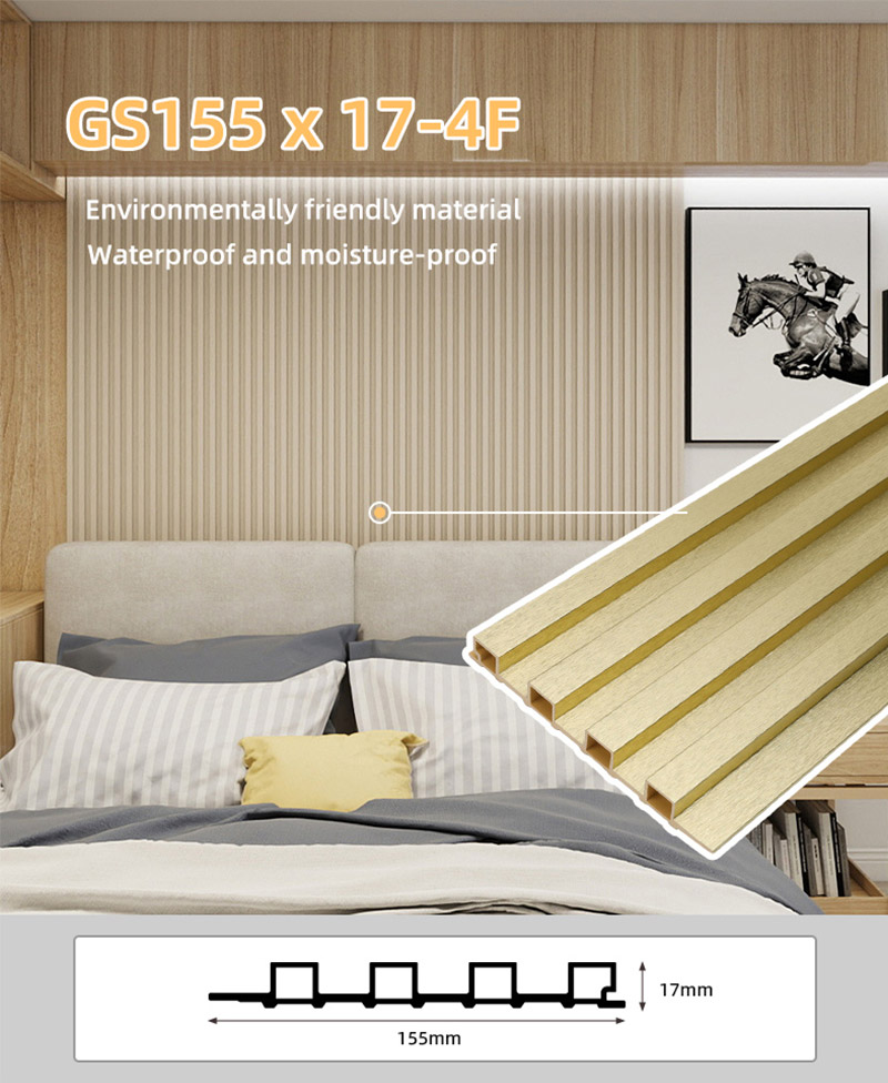 Panel de pared estriado de oro met&aacute;lico de 155 * 17 mm