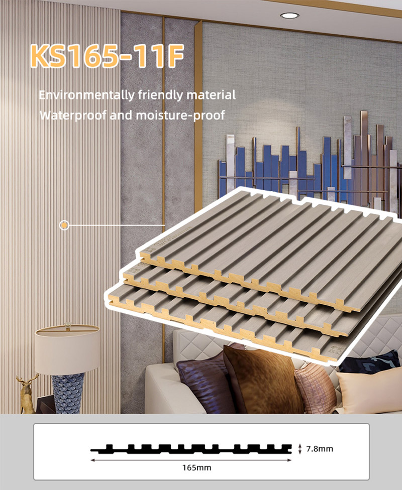 Paneles de pared estriados s&oacute;lidos de PVC antimoho de 165*7,8 mm