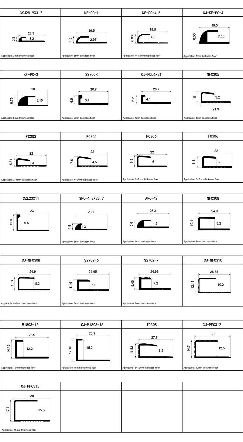 Perfiles para pisos de aleaci&oacute;n de aluminio