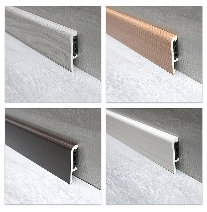 Rodapi&eacute; con clip de PVC de 75 * 15 mm