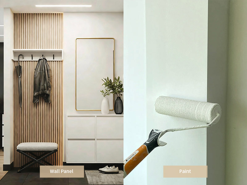 Comparación de panel de pared y pintura