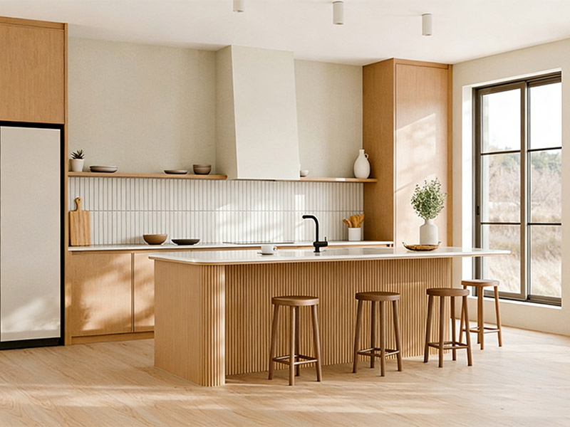 Paneles de pared de WPC en la cocina.