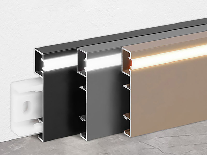 Rodapi&eacute; de aleaci&oacute;n de aluminio LED de 80*9 mm