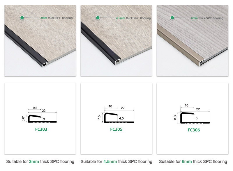Tira de transici&oacute;n de piso con tapa cuadrada de aluminio