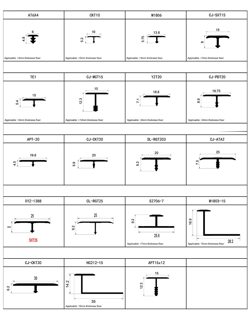 Perfiles para pisos de aleaci&oacute;n de aluminio
