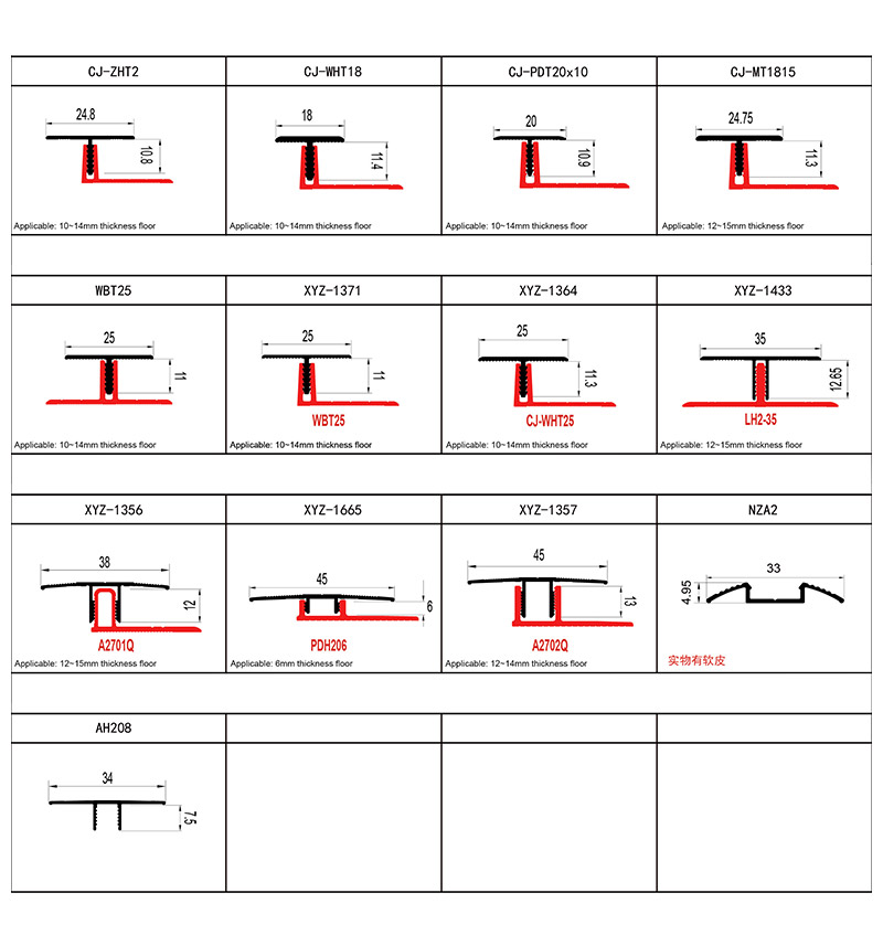 Perfiles para pisos de aleaci&oacute;n de aluminio