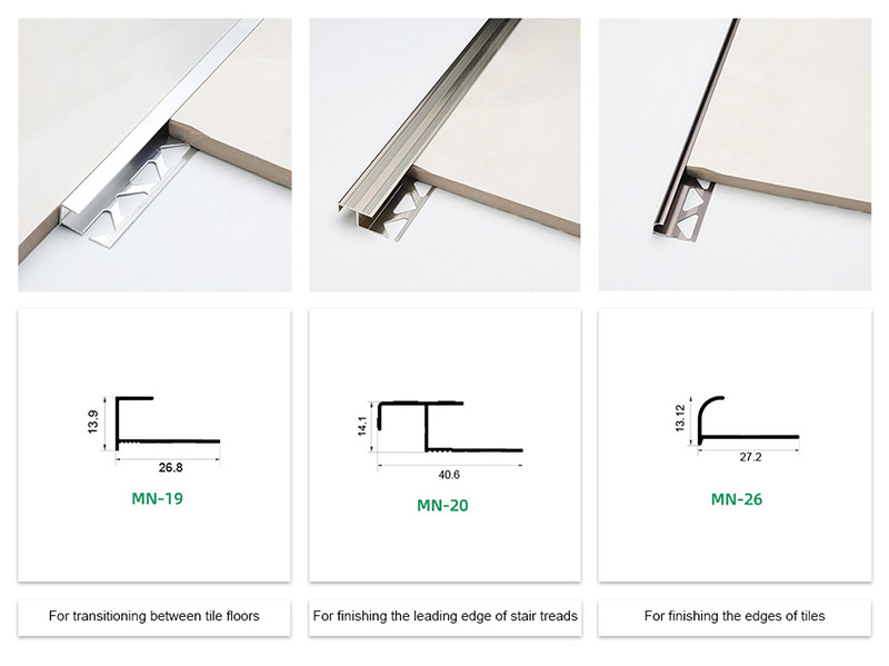 Borde de azulejo curvo de aleaci&oacute;n de aluminio