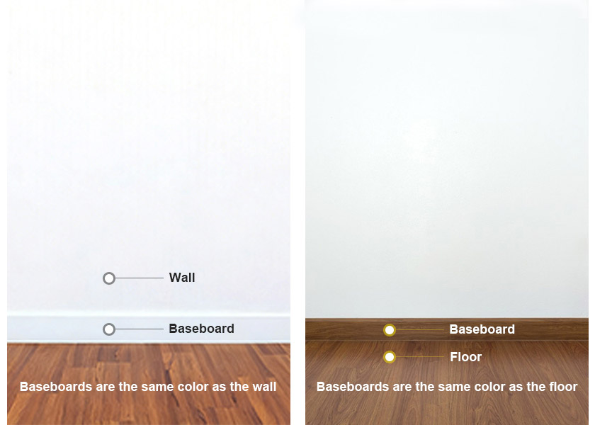 ¿Deben los zócalos coincidir con el color de la pared o del piso?