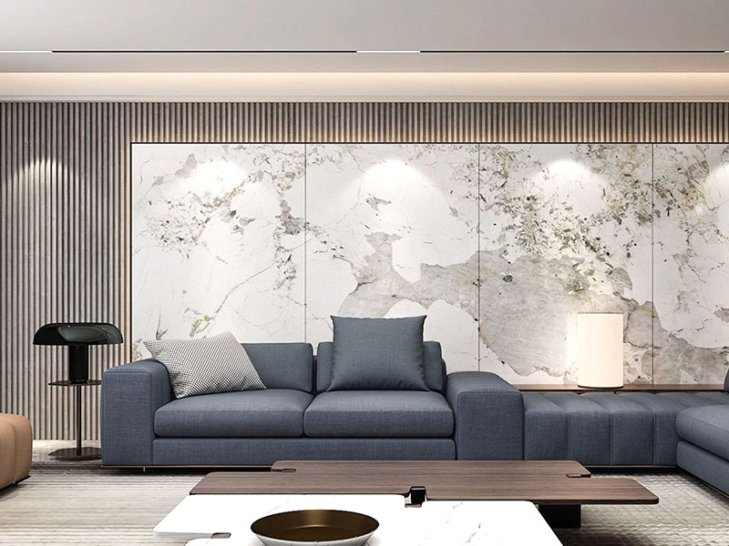 ¿Cómo se utilizan paneles de pared y rejillas para crear una pared de fondo de TV de alta gama?