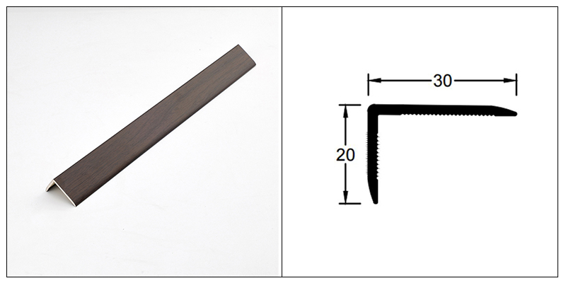 Tira de borde de piso de PVC en forma de L de 30 * 20 mm
