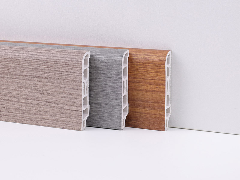 Z&oacute;calo de PVC de grano de madera de 60 * 15 mm