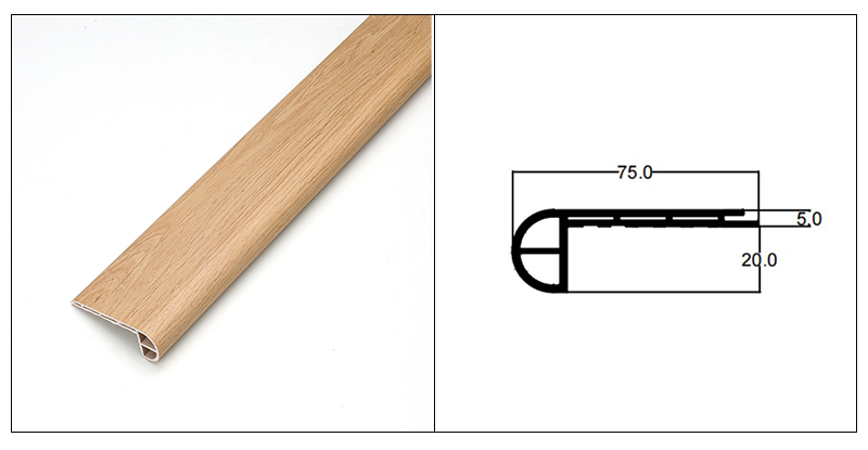 Tiras de borde de escalera SPC de 75 * 25 mm