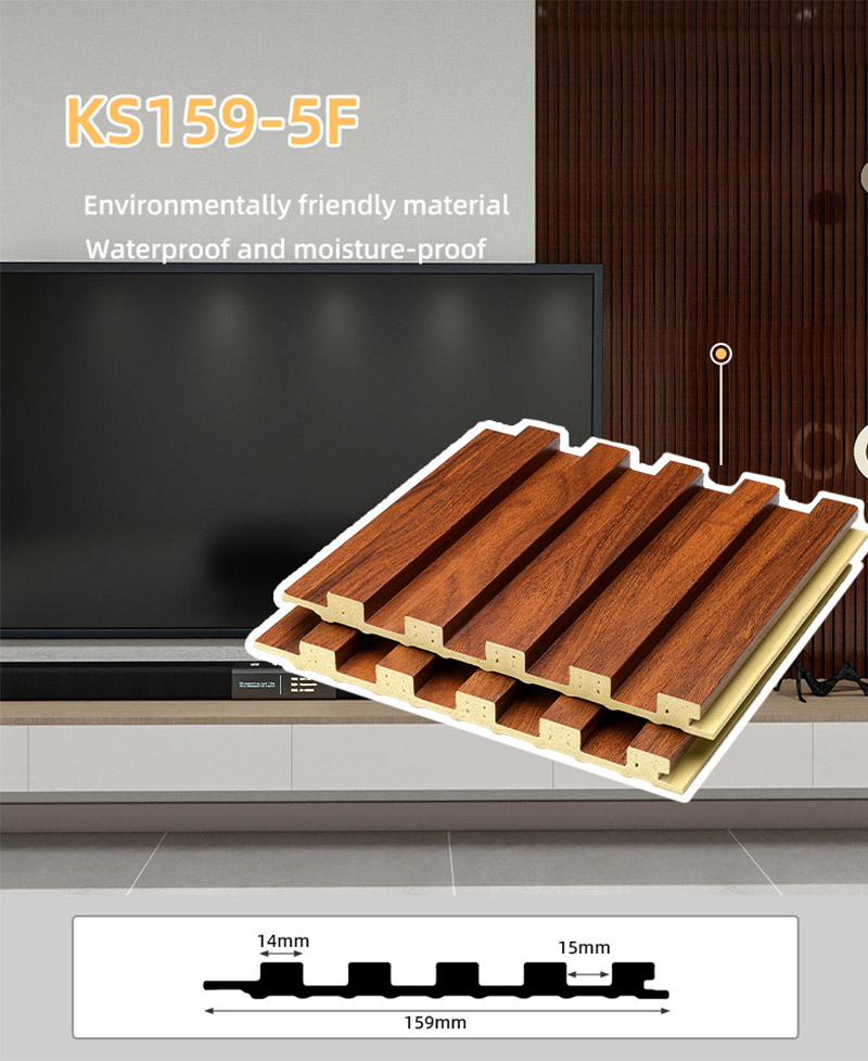 Paneles de pared macizos estriados de veta de madera de 159*12 mm