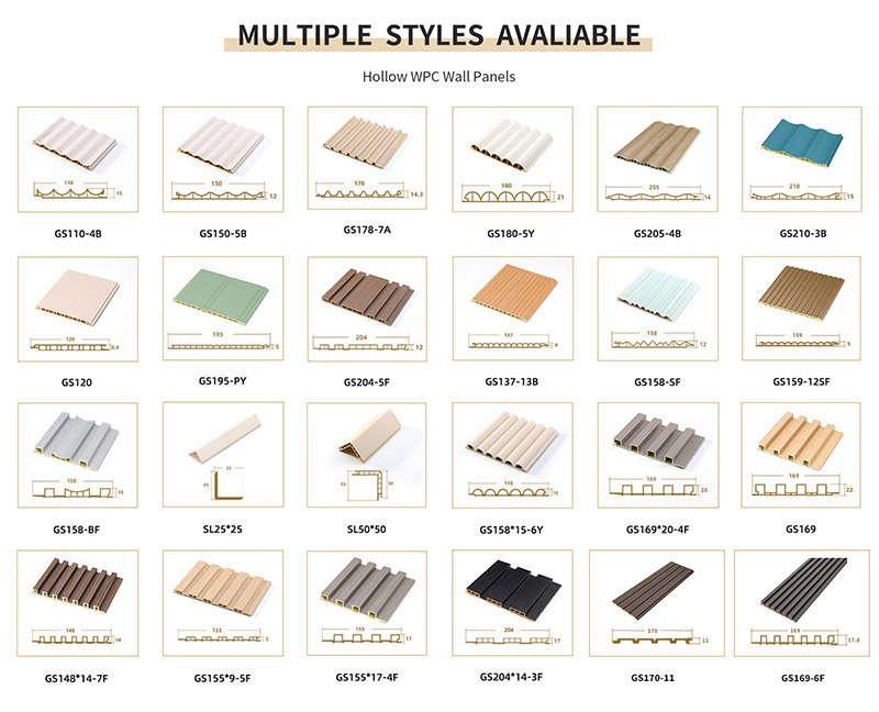 Panel de pared hueco de WPC