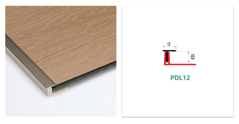 Moldura en T compensada de aluminio embellecedor de caja deslizable