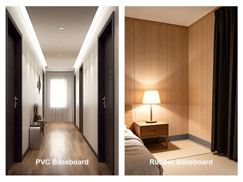 ¿Cómo elegir entre un zócalo de goma y un zócalo de PVC?