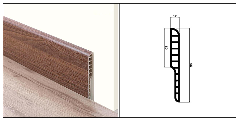 Rodapi&eacute; redondo tipo l&aacute;piz de PVC de 95*12 mm